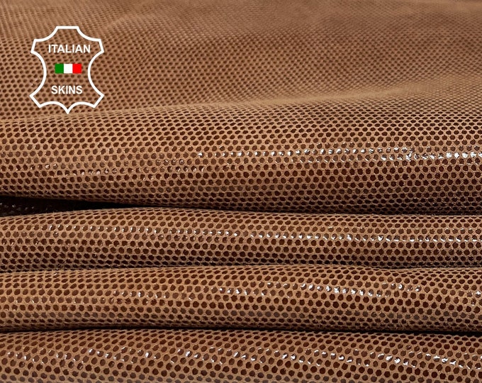 BROWN LAMé shiny dots thin soft Italian Lambskin lamb sheep leather 2 skins total 7sqf 0.4mm #A7257