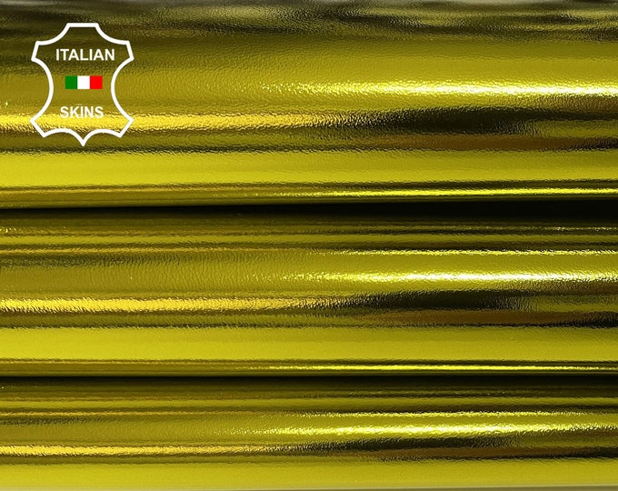 METALLIC LEMON YELLOW Italian lambskin Lamb Sheep leather skin skins 7-8sqf 0.7mm