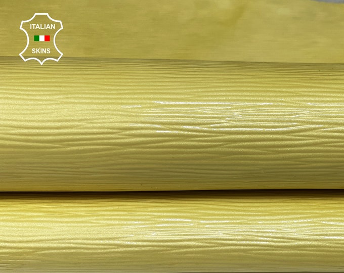 EPI PATENT Yellow pearlized textured Italian Calfskin calf cow bags leather 2 skins hides total 9sqf 1.0mm #A7395