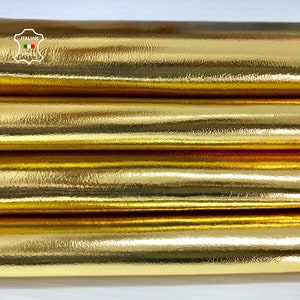 METALLIC PURE GOLD Italian genuine real lambskin lamb sheep leather for sewing skin skins hide hides 0.7mm 5-9sqf CA2 image 1