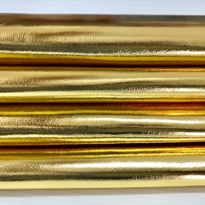 METALLIC PURE GOLD Italian genuine real lambskin lamb sheep leather for sewing skin skins hide hides 0.7mm 5-9sqf CA2 image 5