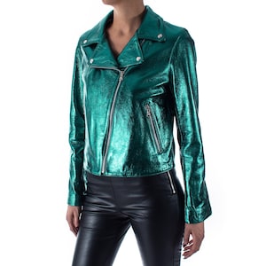 Teal moto jacket best sale