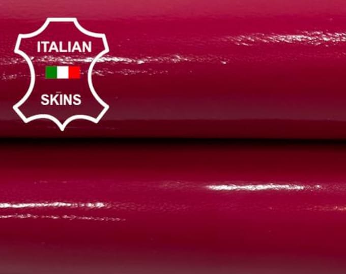 Delivered Duty paid - PATENT HOT PINK Shiny Strong Italian Goat leather skin 3sqf 1.0mm #Z48
