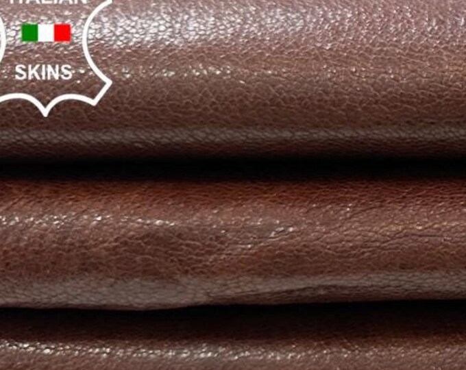 COGNAC BROWN ROUGH Vegetable Tan Strong Italian Goatskin Goat Leather hide hides skin skins 4+sqf 1.0mm #C2527