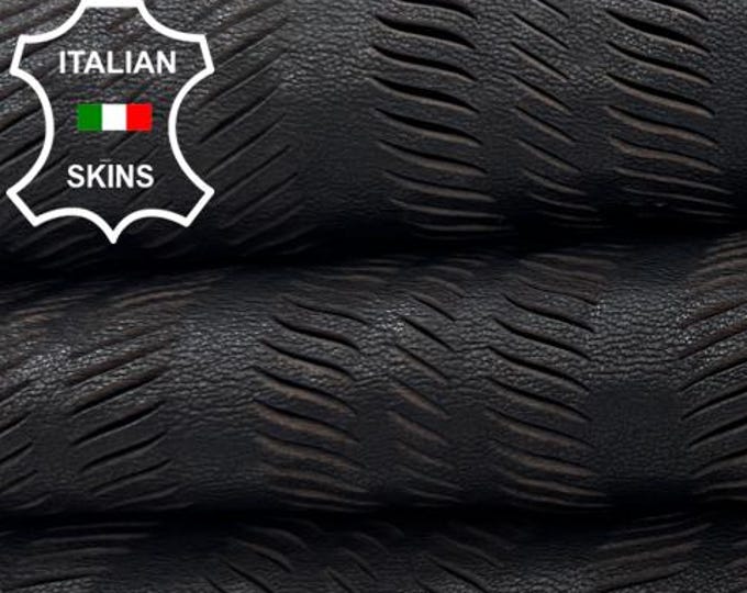 Delivered Duty Paid-WASHED BLACK LASER Engraved Thick Soft Italian Lamb leather skin 5sqf 1.3mm #C6867