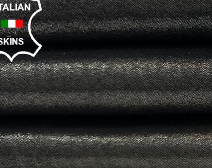 METALLIC GUNMETAL SHIMMER Lame Print Antiqued Soft Italian Goatskin Goat Leather hide hides skin skins 4+sqf 0.9mm #C3362