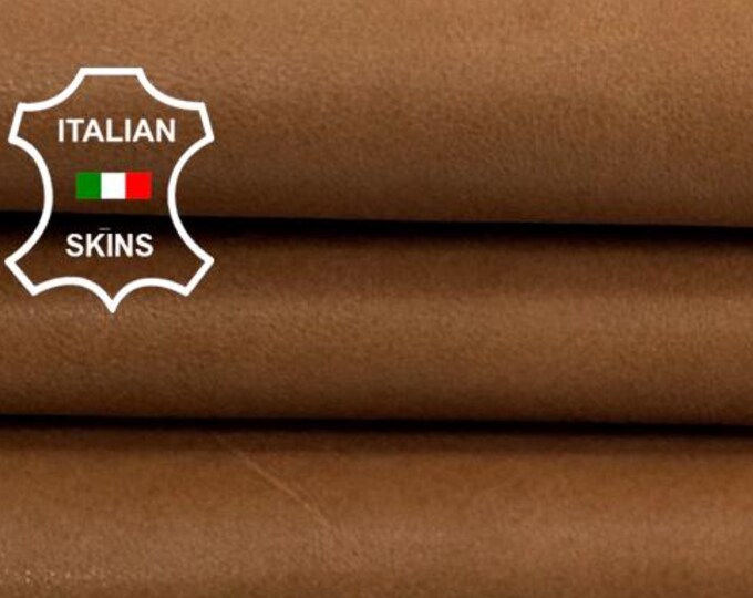 Delivered Duty paid - NATURAL BROWN NAKED Vegetable Tan Soft Italian Lamb leather skin 6+sqf 1.0mm #C7848