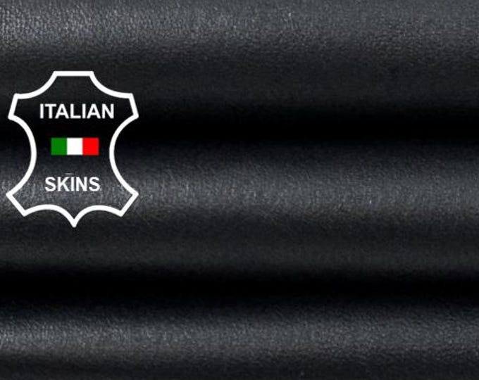 Delivered Duty paid - BLACK Thin Soft Italian STRETCH Backed Lamb Leather skin 6sqf 0.6mm #Z129