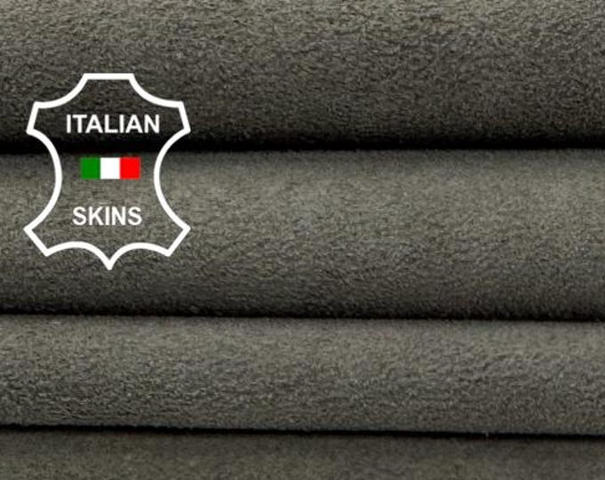 Delivered Duty paid - WALNUT BROWN Suede Vintage Look Soft Italian STRETCH Backed Lamb Leather skin 5sqf 1.0mm #Z94