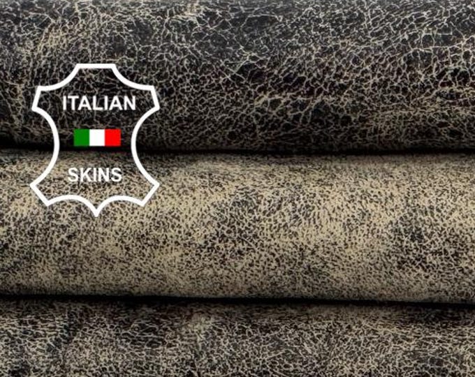 Delivered Duty paid - VERY VINTAGE BROWN Thick Soft Italian Lamb leather skin 6sqf 1.1mm #Z65