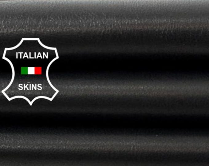 Delivered Duty paid - NATURAL BLACK ANILINE Thin Soft Italian Lamb leather skin 4+sqf 0.6mm #Z80