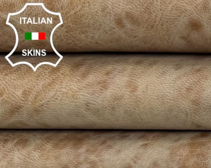 Delivered Duty paid - SAND BROWN WAXY Vintage Look Strong Italian Goat leather skin 5sqf 1.0mm #Z90