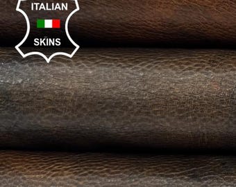 Delivered Duty Paid-BROWN TIE DYE Distressed Italian Goat leather skin 8sqf 0.9mm #C6976
