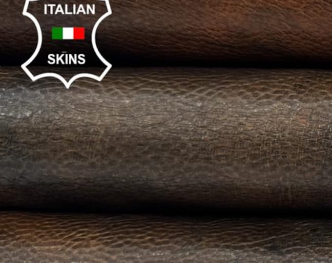 Delivered Duty Paid-BROWN TIE DYE Distressed Italian Goat leather skin 8sqf 0.9mm #C6976