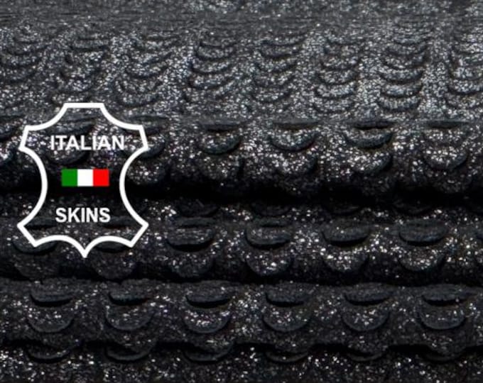 Free FedEx & Duties - METALLIC GUNMETAL PERFORATED Vintage Look Thin Soft Italian Lamb leather skin 4+sqf 0.6mm #Z533
