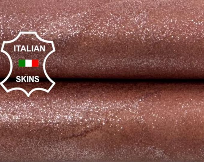 Delivered Duty paid - SILVER GLITTERS DISTRESSED Print On Bois De Rose Italian Goat leather skin 2+sqf 0.8mm #C7858