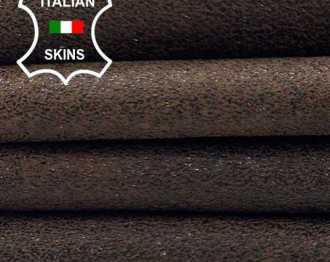 DARK BROWN PRINTED Textured Rough Italian Goatskin Goat Leather pack 2 hides skins total 7sqf 1.0mm #C3279