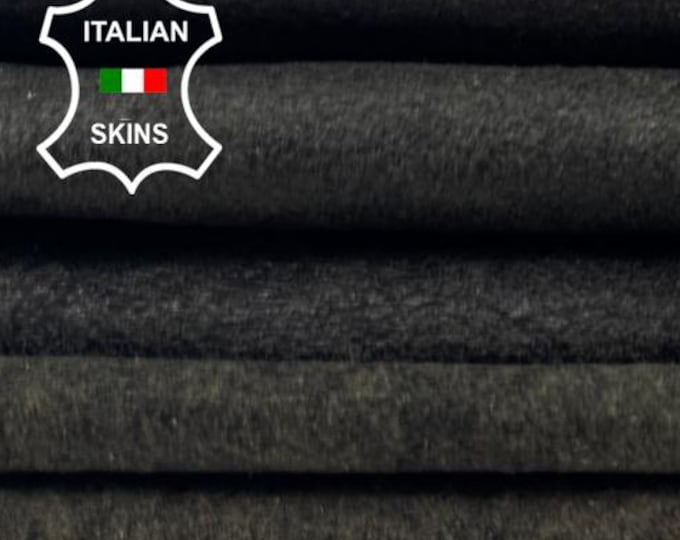 OLIVE GREEN SUEDE Very Vintage Look Soft Italian Lambskin Sheep Lamb leather pack 2 hides skins total 10sqf 0.9mm #C6285