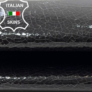 ESPRESSO DARK BROWN Patent Cracked Shiny Glossy Thick Strong Italian Goatskin Goat Leather hide hides skin skins 5sqf 1.1mm #C587