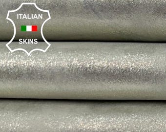Delivered Duty Paid-LIGHT PLATINUM PEARLISED Vintage Look Soft Italian Goat leather skin 3+sqf 0.8mm #C7017