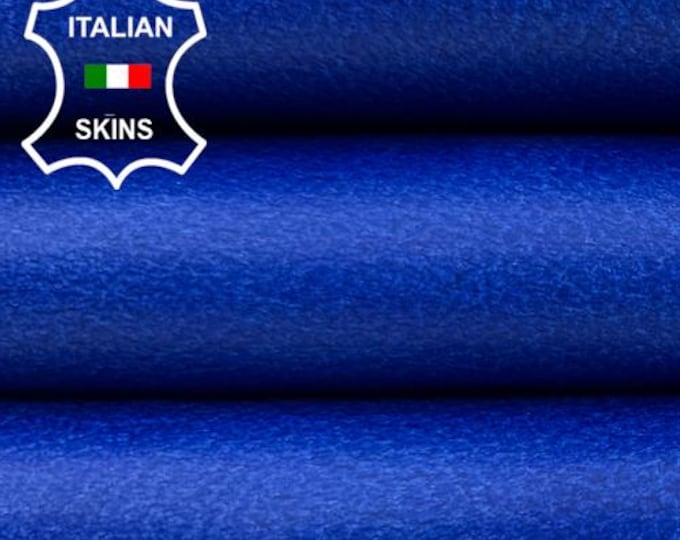 ROYAL BLUE WAXY Crinkled Vintage Look Soft Italian Lamb leather skin 8+sqf 0.8mm #C7077