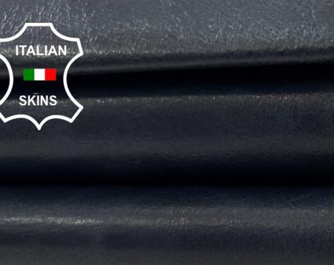 Delivered Duty Paid-DARK BLUE ANTIQUED Waxy Thin Soft Italian Lamb leather skin 4+sqf 0.5mm #C7020