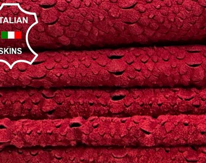 WASHED RED SNAKE Laser Engraved Soft Italian Lamb leather pack 2 skins total 6+sqf 0.8mm #C7564