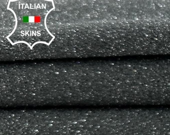 GREY METALLIC SHIMMER Print Rough Thick Soft Italian Goatskin Goat Leather hide hides skin skins 4+sqf 1.2mm #C3189