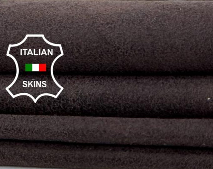 Delivered Duty paid -  VERY VINTAGE DARK Brown Soft Italian Lamb leather skin 5sqf 0.8mm #Z520