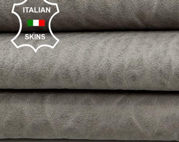Delivered Duty paid - DIRTY LIGHT TAUPE Grey Bubbly Grainy Thick Soft Italian Lamb leather skin 5sqf 1.5mm #C7570