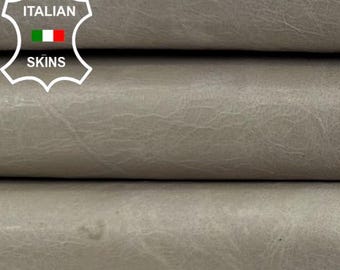 Delivered Duty Paid-LIGHT BEIGE WAXY Vintage Look Thin Soft Italian Lamb leather skin 5sqf 0.6mm #C7019