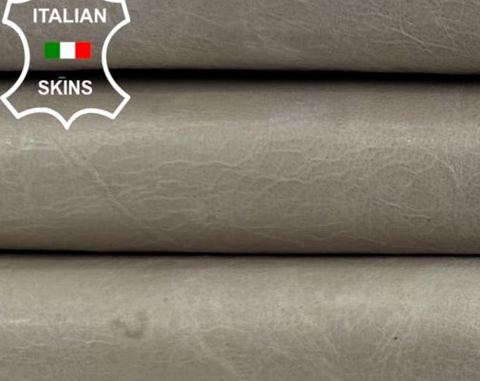 Delivered Duty Paid-LIGHT BEIGE WAXY Vintage Look Thin Soft Italian Lamb leather skin 5sqf 0.6mm #C7019