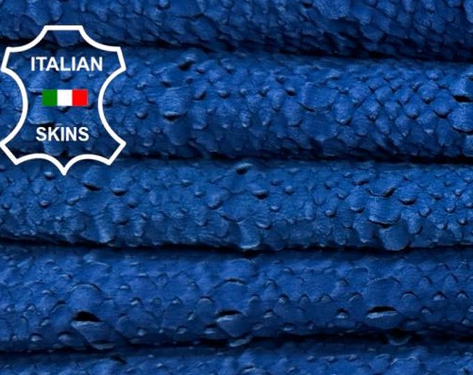 WASHED BLUE SNAKE Laser Engraved Soft Italian Goat leather pack 2 skins total 6+sqf 0.9mm #C7515