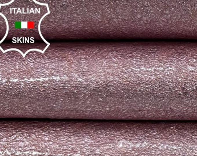 Delivered Duty paid - PATENT METALLIC PINK Shimmer Shiny Thick Italian Goat leather skin 7sqf 1.2mm #C7620
