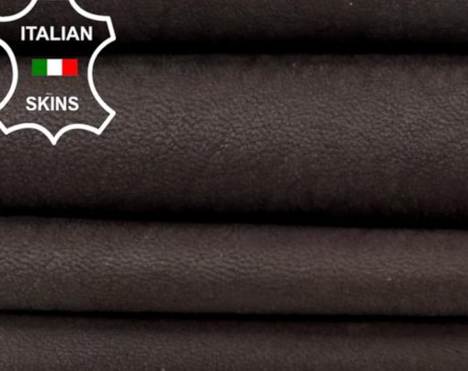 Delivered Duty paid - BROWN NUBUCK VINTAGE look Vegetable Tan Soft Italian Lamb leather skin 7sqf 0.9mm #C7681