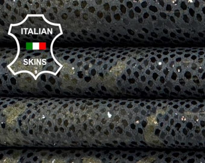 Delivered Duty paid - BRONZE PYTHON SNAKE Print On Shiny Soft Italian Lamb leather skin 7+sqf 0.7mm #Z37