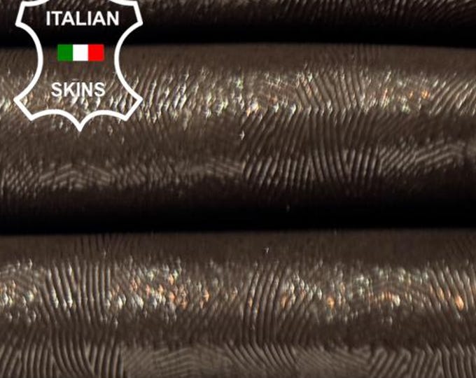 METALLIC PLATINUM EYE Attraction Print On Brown Thin Soft Italian Lambskin Sheep Lamb leather hide hides skin skins 3+sqf 0.6mm #C6503