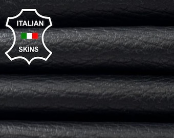 Delivered Duty Paid-BLACK PEBBLE GRAINY Thin Soft Italian Lamb leather skin 6sqf 0.6mm #C7024