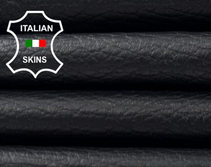 Delivered Duty Paid-BLACK PEBBLE GRAINY Thin Soft Italian Lamb leather skin 6sqf 0.6mm #C7024