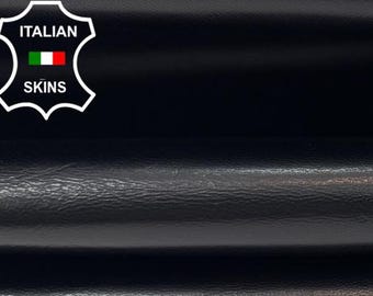 Delivered Duty Paid-JET BLACK SHINY Tomaia Strong Italian Goat leather skin 4sqf 0.9mm #C7025
