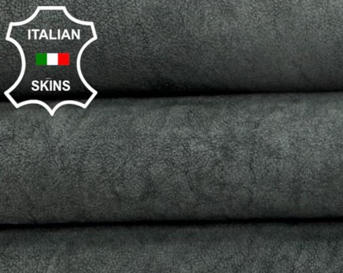 Delivered Duty paid - WASHED PETROL Vegetable Tan Vintage Look Thick Italian Goat leather skin 5+sqf 1.1mm #Z200