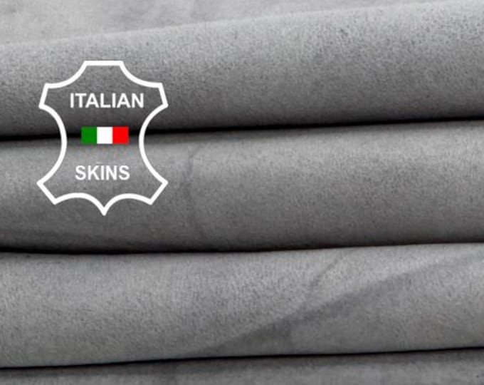 Delivered Duty paid -  GREY SUEDE DISTRESSED Vintage Look Soft Italian Lamb leather skin 7sqf 1.0mm #Z279
