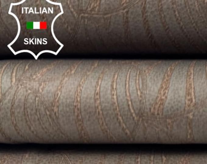 WASHED KHAKI Shells Laser Engraved Soft Italian Lambskin Sheep Lamb leather hide hides skin skins 4+sqf 1.0mm #C6509