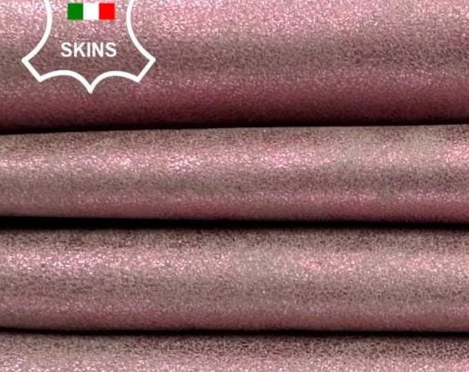 METALLIC PINK VINTAGE Used Look Soft Italian Lambskin Sheep Lamb Leather pack 2 hides skins total 5sqf 0.7mm #C2709