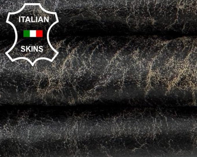 Delivered Duty paid - VERY VINTAGE DARK Brown Italian Lamb leather skin 5sqf 0.6mm #Z64