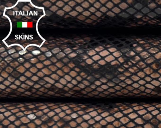 Delivered Duty Paid-TAUPE PYTHON SNAKE Print On Soft Italian Calfskin Cow Calf leather skin 6sqf 1.0mm #C6652