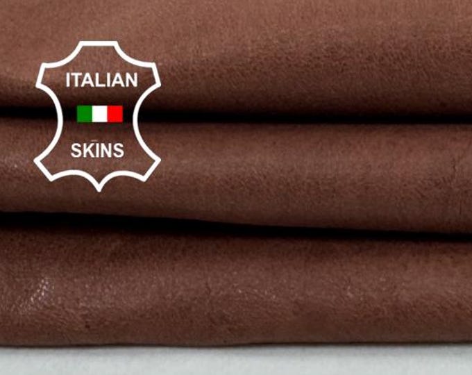 Delivered Duty paid - REDDISH BROWN Vegetable Tan Soft Italian Lamb leather skin 4sqf 0.9mm #Z126