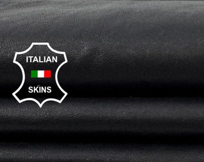 Delivered Duty paid - BLACK ANILINE ANTIQUED Look Soft Italian Lamb leather skin 6+sqf 0.8mm #Z79
