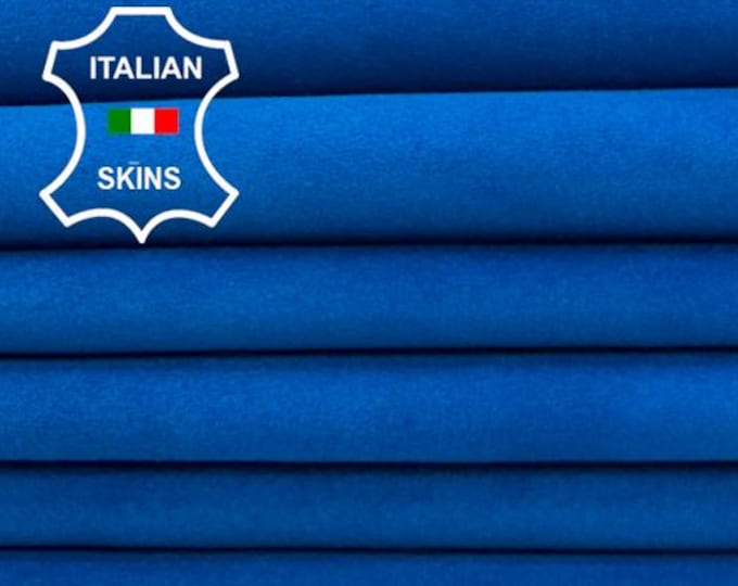 Delivered Duty paid - COBALT BLUE SUEDE Double Face Soft Italian Calf leather pack 2 skins total 11+sqf 0.9mm #C7817
