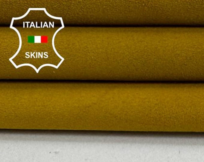 Delivered Duty paid - MUSTARD SUEDE Soft Italian Goat leather skin 3sqf 0.7mm #Z138